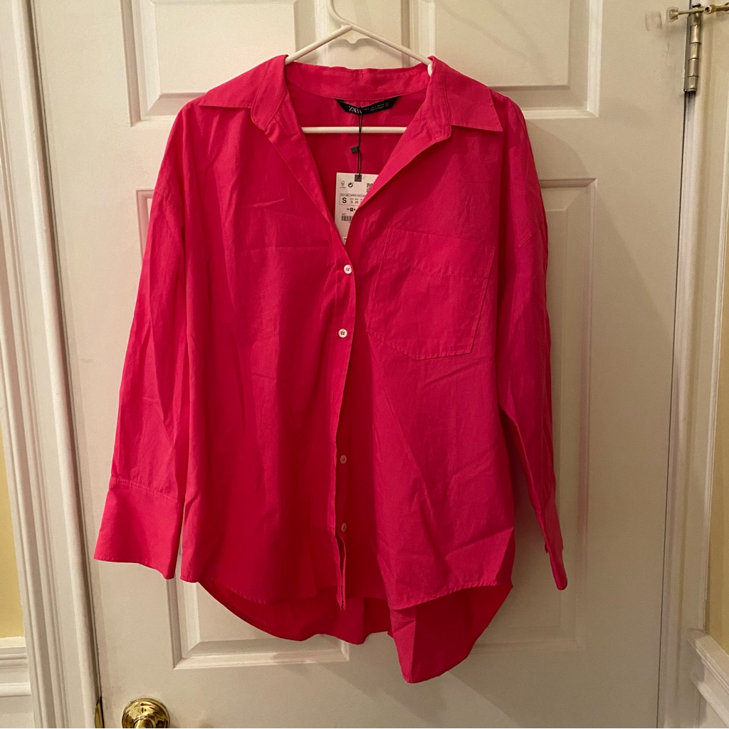Zara Hot Pink Button Down S Nwt
